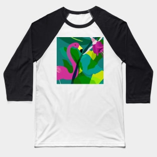 Flamingo flower leafy illustration Baseball T-Shirt